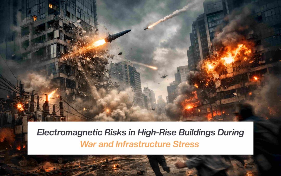 Electromagnetic Risks in High-Rise Buildings During War and Infrastructure Stress